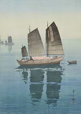 Ukiyo e Sailing Boats