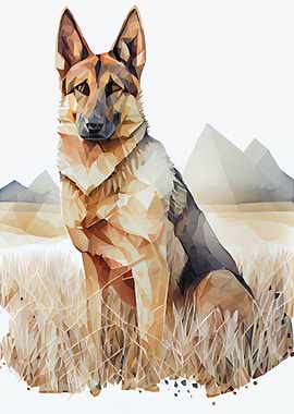 German shepherd low poly