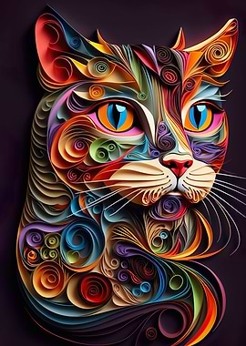 Quilled Cat Portrait