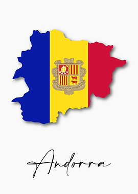 Andorra Country Map Flag