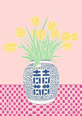 Ginger Jar Of Tulips