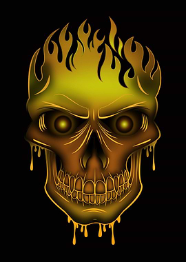 Gold Flame Skull
