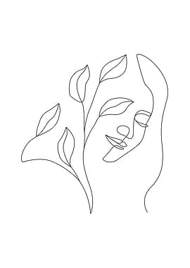 Floral Woman Head outline