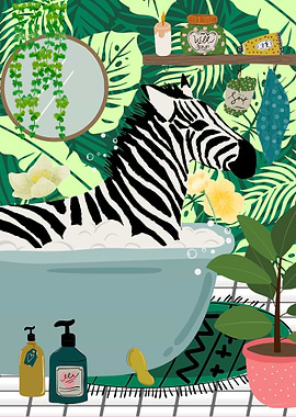 Bathing zebra
