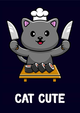cat cute chef