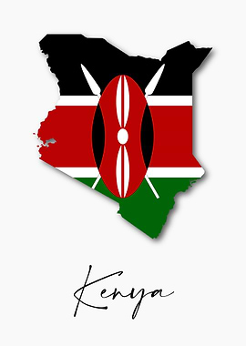 Kenya Country Map Flag