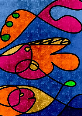 Abstract fish paintings