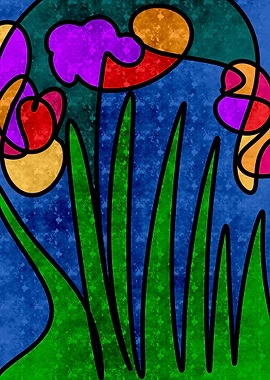 Abstract flowers paintings