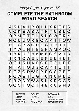 Bathroom Word Search