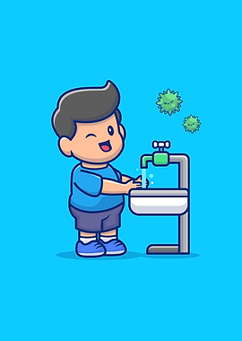 Cute Boy Washing Hand