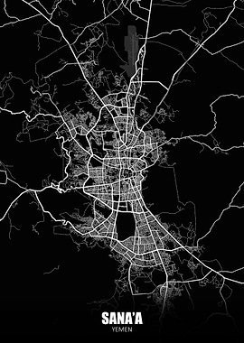 Sanaa Yemen Dark Map