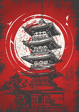 Japan pagoda bloody night