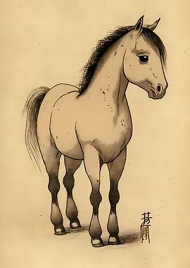 Small Horse Ukiyo E