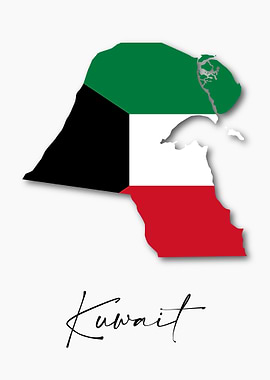 Kuwait Country Map Flag