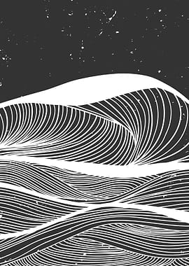 Ocean wave black and white