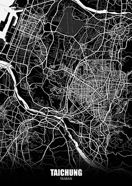 Taichung Taiwan Dark Map