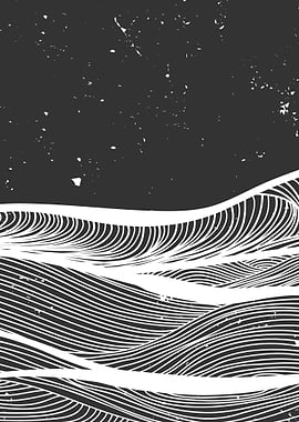 Ocean wave black and white