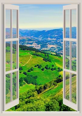 Window view mountains