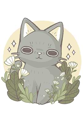 Cat and Flowers