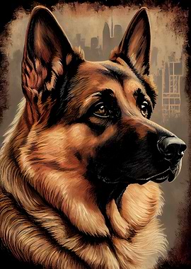 German Shepherd Retro Dog