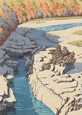 Ukiyo e Kiso River 1925