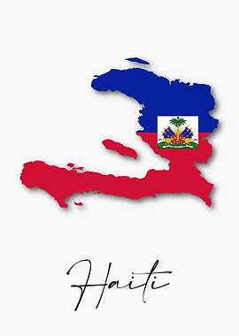 Haiti Country Map Flag