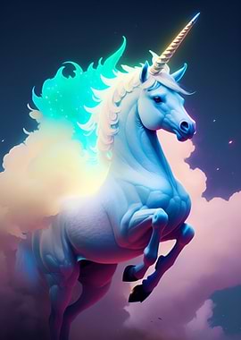 Cute White Unicorn Horse