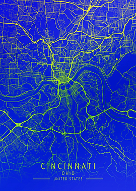Cincinnati USA City Map
