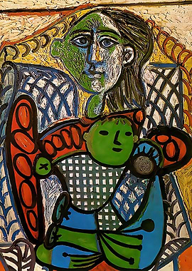 in the arms of his mother