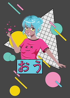 Friendly anime girl with b