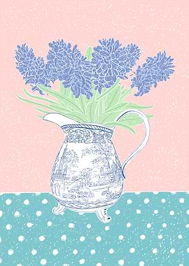 Jug Of Hyacinth Flowers