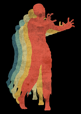 Zombie Man Walking Retro