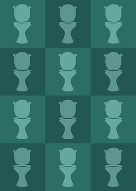 Toilet Icons Pop Art Teal