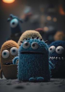 Gang of furry monster