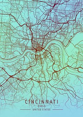 Cincinnati USA City Map