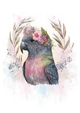 Floral Pious Bird Painting