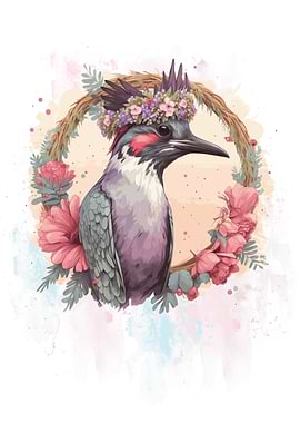 Watercolor Woodpecker Art