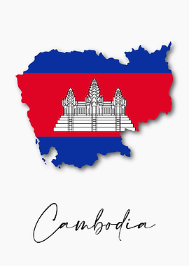 Cambodia Country Map Flag