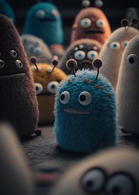 Gang of furry monster