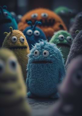 Gang of furry monster