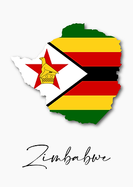 Zimbabwe Country Map Flag