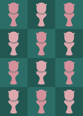 Toilet Icons Pop Art Teal