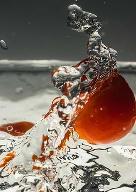 Tomato splashing in dish
