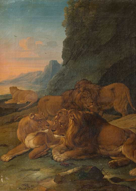 Landscape with Lion Family