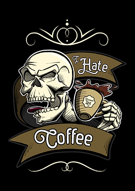 hate Coffee skull vintage