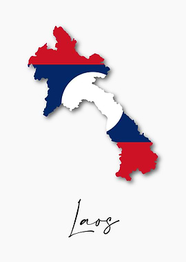 Laos Country Map Flag