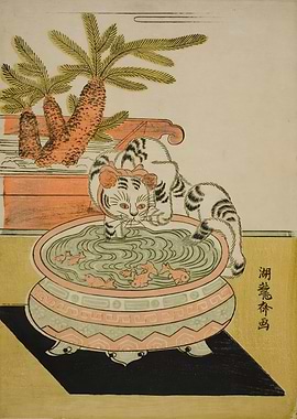 Ukiyo e Traditional Cat