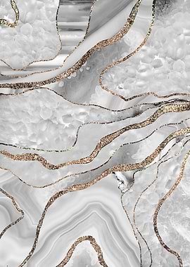 White Agate Gold Glitter 1