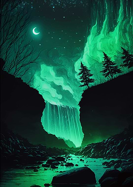 Auroras Glowing Cascade