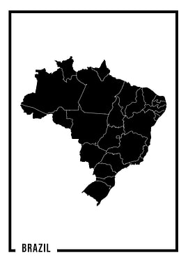 Brazil Map White Black